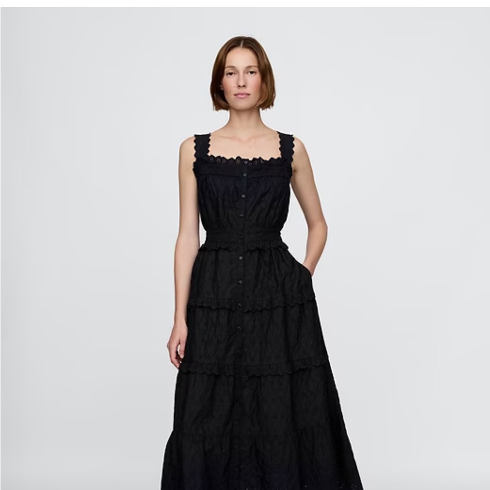 gap x DOEN eyelet black midi dress